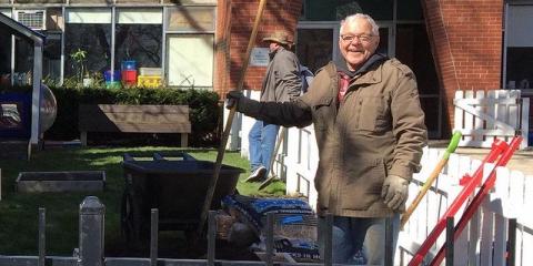 Ken Kastman building gardens at Teen Baby Nursery for New Gardener program Ken Kastman
